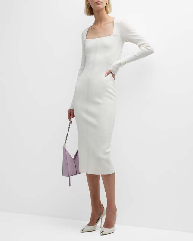 VB Body Fitted Square Neck Midi Dress